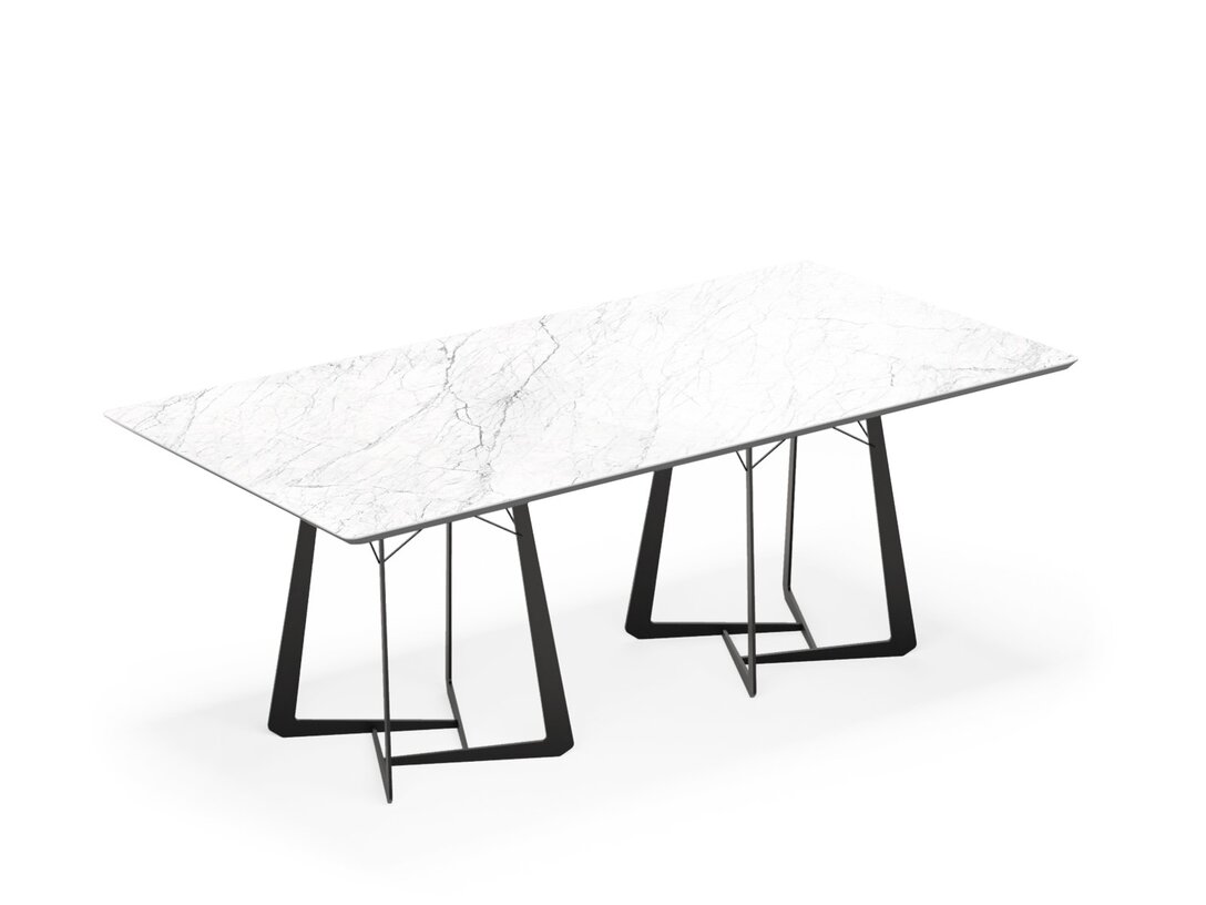 Stół KLER Range 180 cm x 90 cm, śr. , kolor biały, materiał ceramika, rozkładanie nie